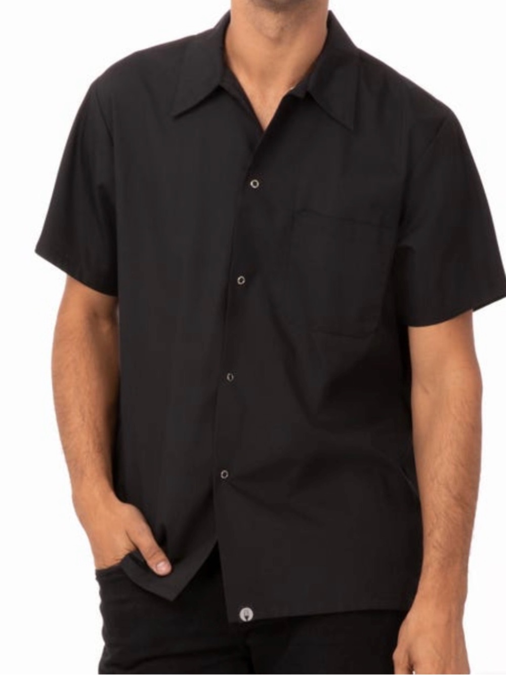 Chef works Men's Short Sleeve Black Button Up Shirt Medium NWOT